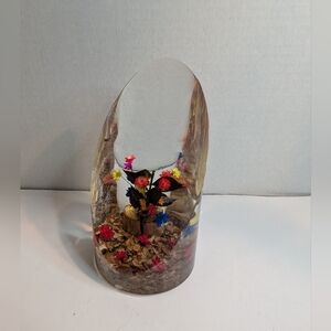 Vintage Lucite Resin Floral Paperweight 70s Boho Decor